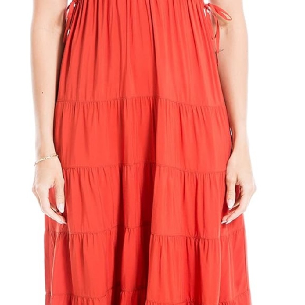 Max Studio Elegant Red Tiered Sleeveless Dress